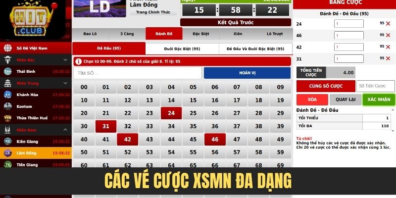 Các vé cược XSMN đa dạng